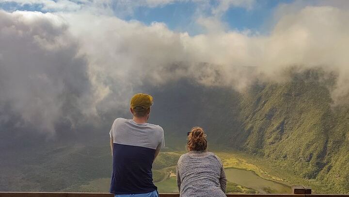 A couple enjoying the beauty of Caldeira do Faial. This is one of those magical places that the Azores and the island of Faial have to offer. Let yourself be dazzled by the grandeur of nature.