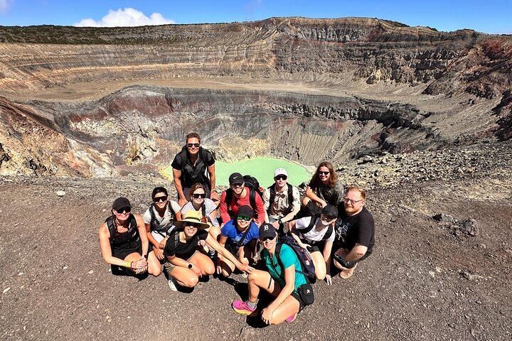 A group of surfers hiked the santa ana volcano
