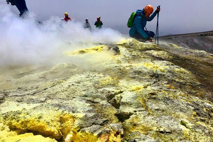 Admiring the fumaroles