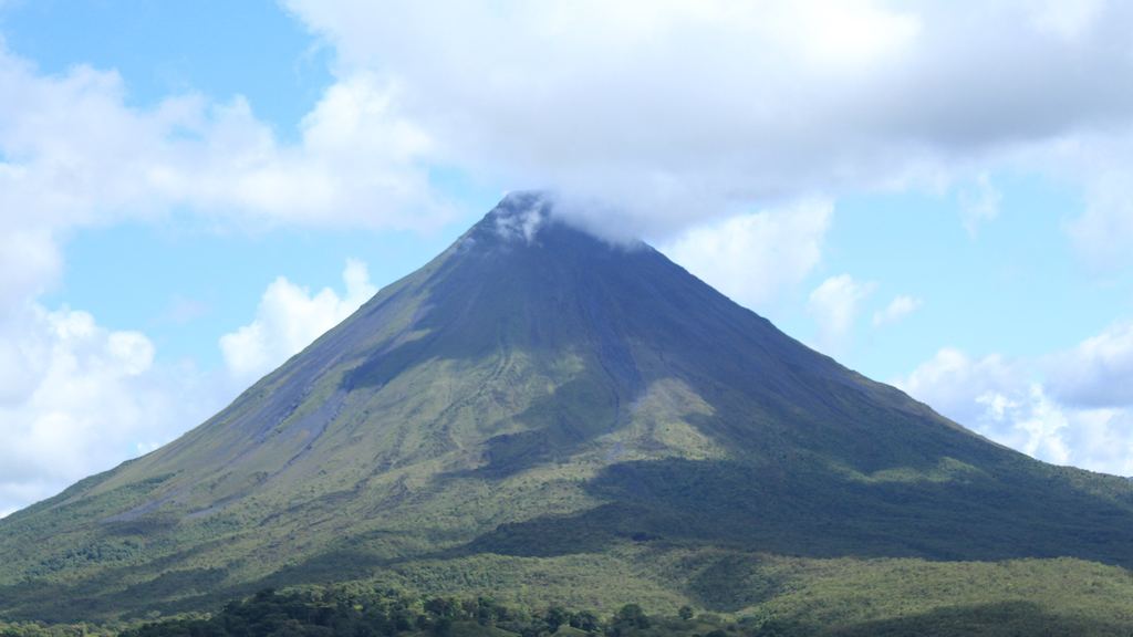 Rainforest trail and the flank of the volcano inside Arenal Volcano National Park, Costa Rica