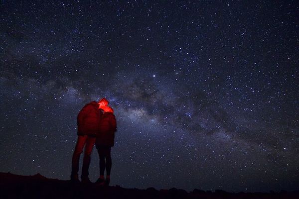 Mauna Kea Summit, Sunset and Stars: Two of the Black Hole Telescopes
