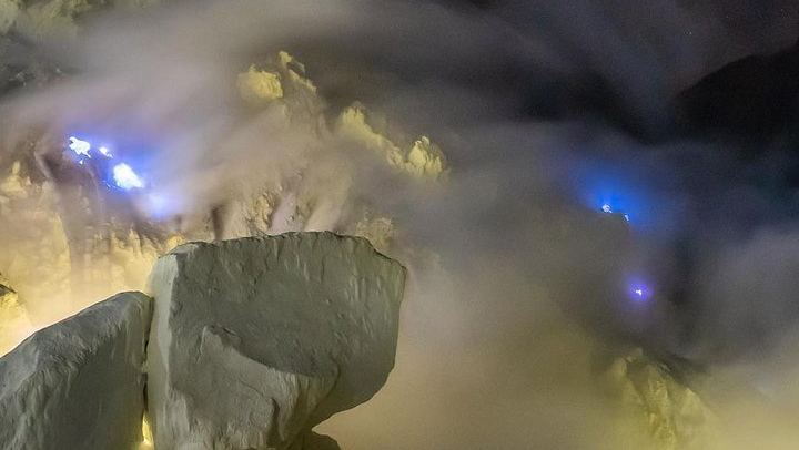Blue flame a.k.a blue fire phenomenon in Mount Ijen