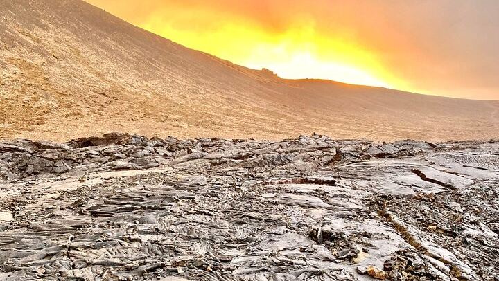 Crusted lava on a frosty morning