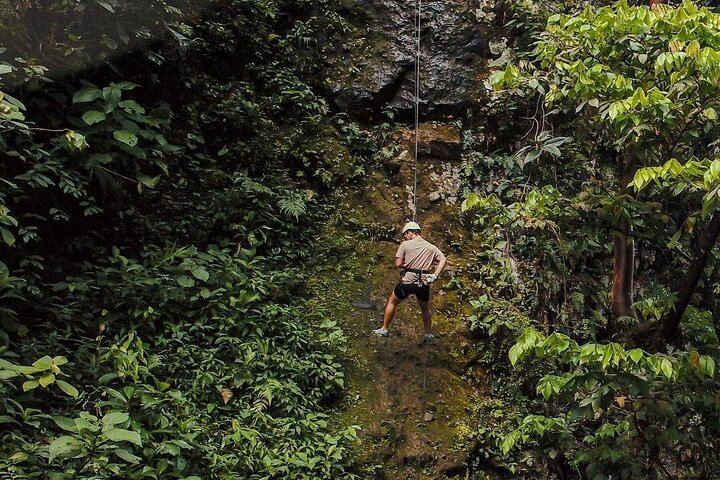 Enjoy the rappel, down by rope!