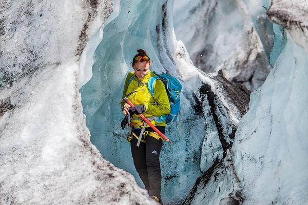Solheimajokull with Ice Axes and Helmets: Geology, Volcanoes and Climate