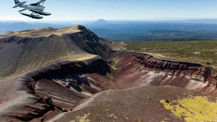 Floatplane over Mount Tarawera saddle