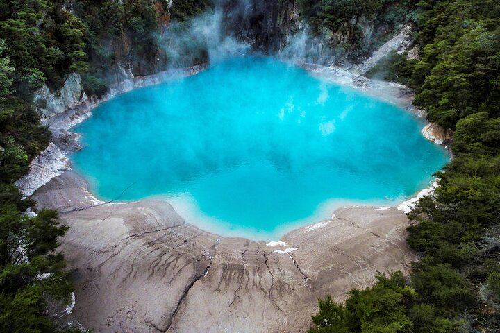 Fly over the Inferno Crater at Waimangu Volcanic Valley