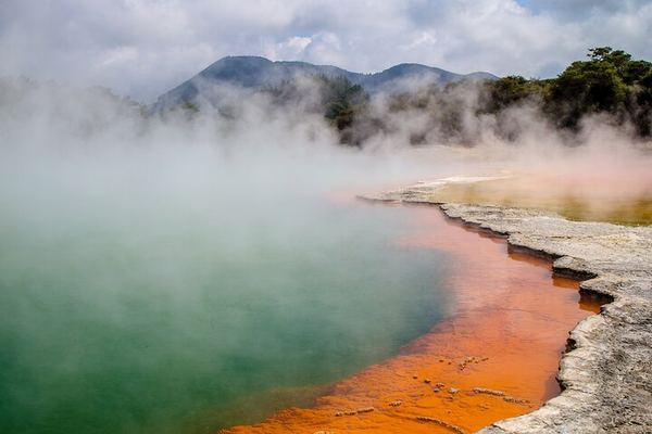 Wai-O-Tapu's Artist's Palette, Then a Bath in the Same Chemistry at Polynesian Spa