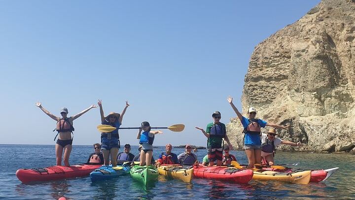 Guests posing - Santorini Sea Kayak