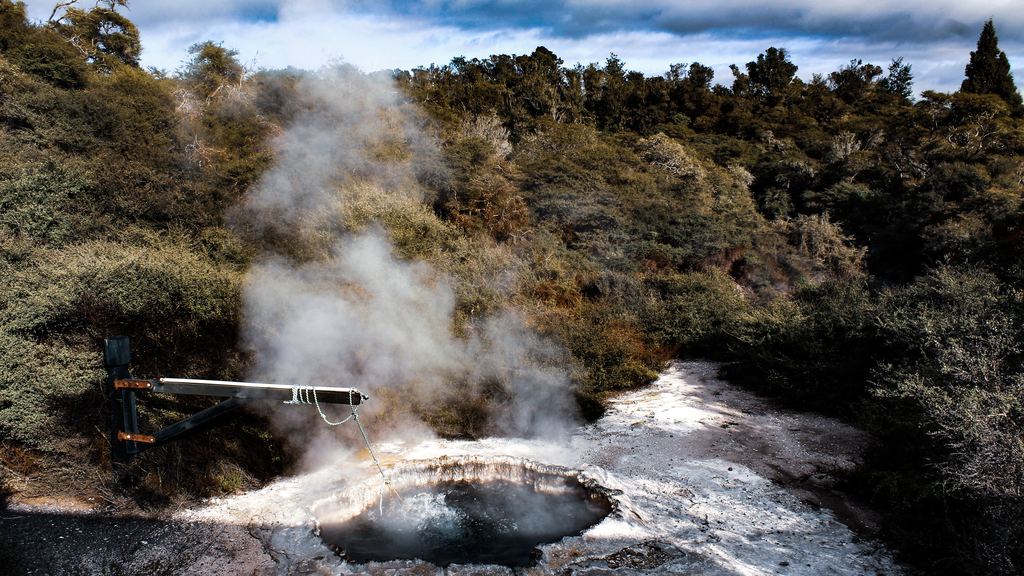 Steaming hot spring at Te Puia in the Whakarewarewa geothermal valley, Rotorua