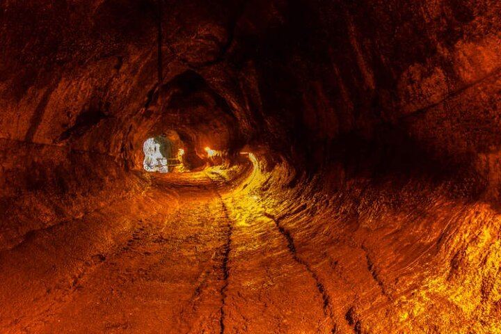 Inside Thurston Lava Tube, a 600-foot cave created by lava flows.