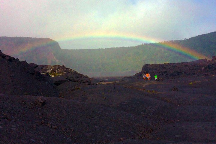 Kilauea Iki hike with rainbow