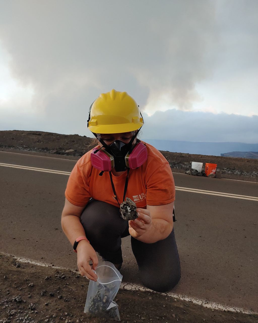 Lava fountains and a lava lake on the floor of Halemaʻumaʻu crater at the summit of Kīlauea