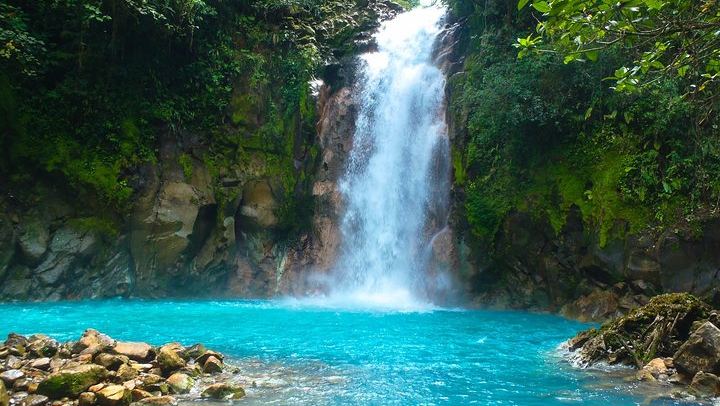 Light blue waterfall