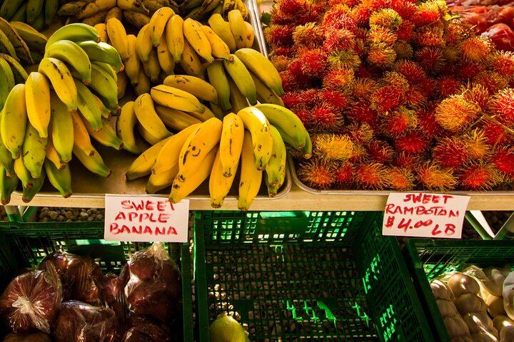 Local fresh fruit at the Hilo Farmer's Market where you can find local treats and hand-made crafts.