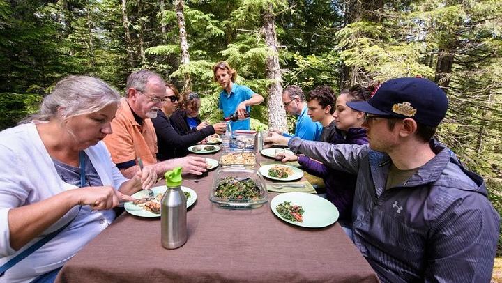 Local, organic lunch with everything; local wine included!