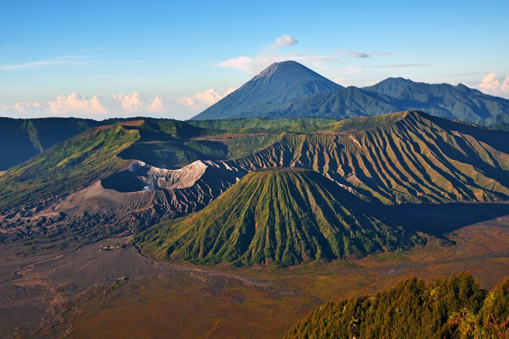 The Segara Wedi sand sea inside the Tengger caldera with Mount Bromo rising behind it, East Java