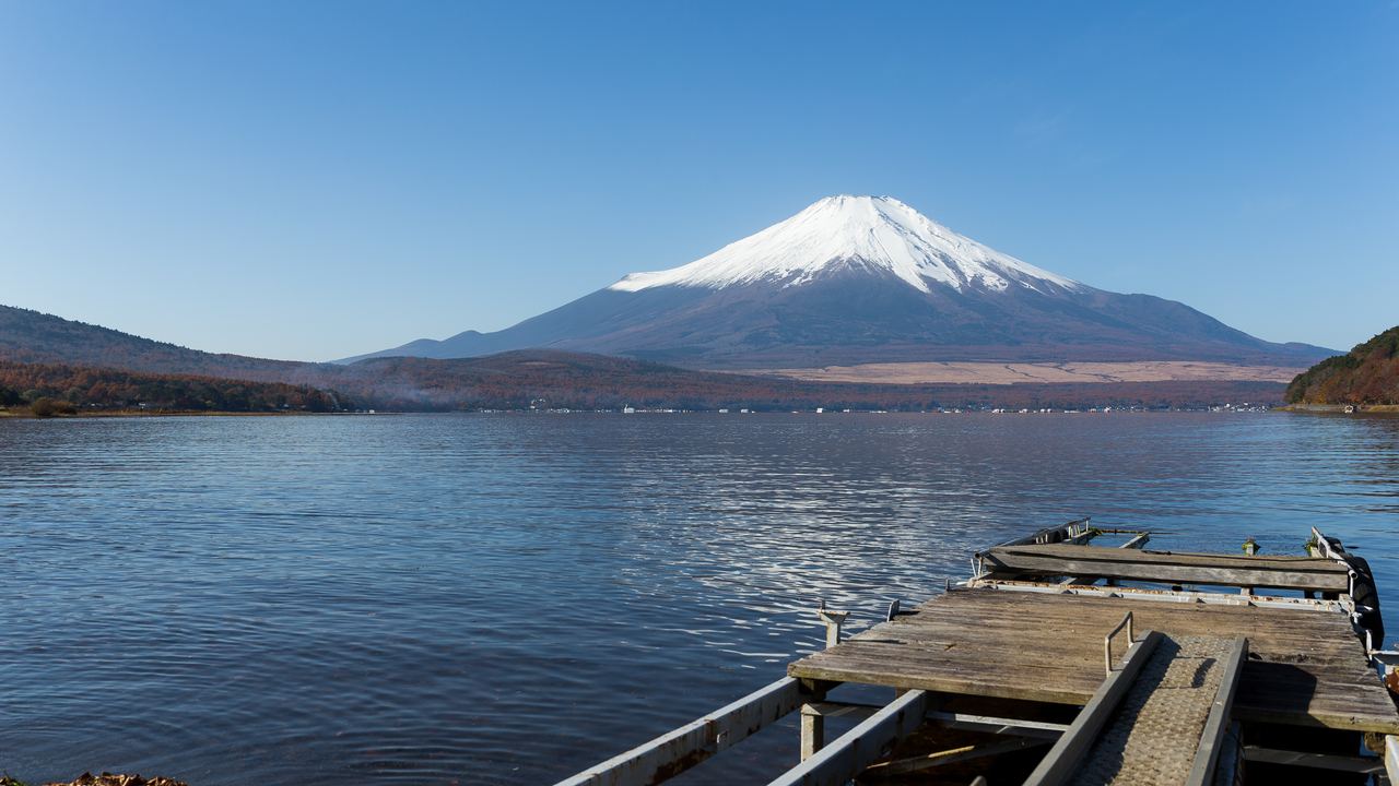 Mount Fuji seen across Lake Yamanaka, Yamanashi, Japan