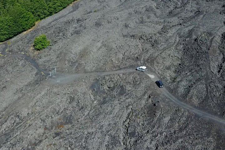 Safari jeep on lava flows (1992)