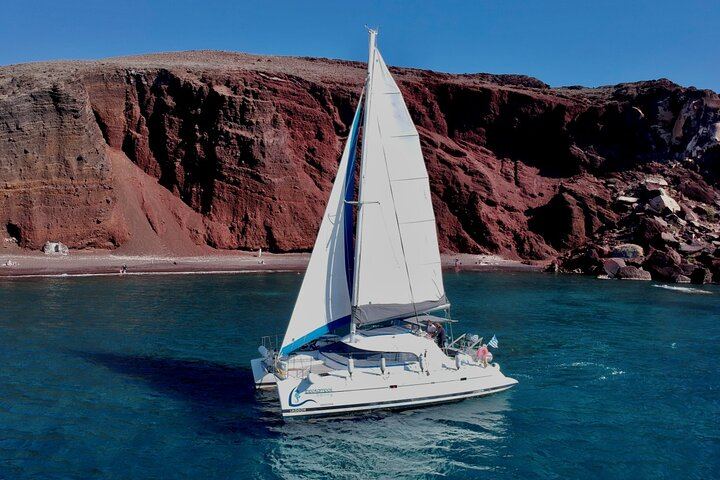 Santorini: Private Catamaran Cruise to Volcano with BBQ & Drinks