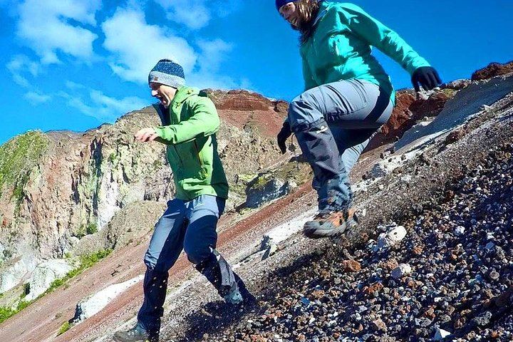 Scree run into crater