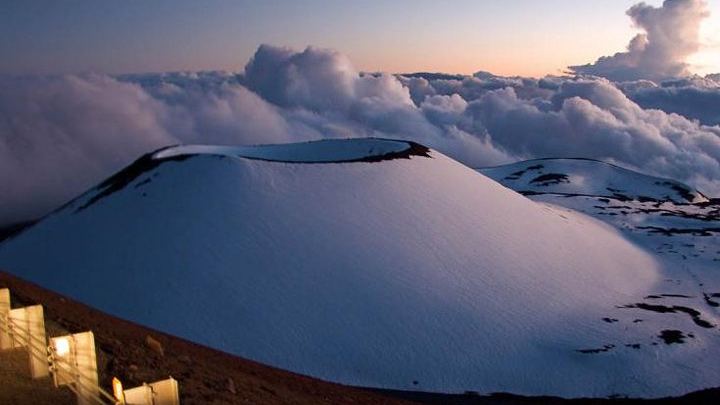 Snow filled craters at the summit of Maunakea