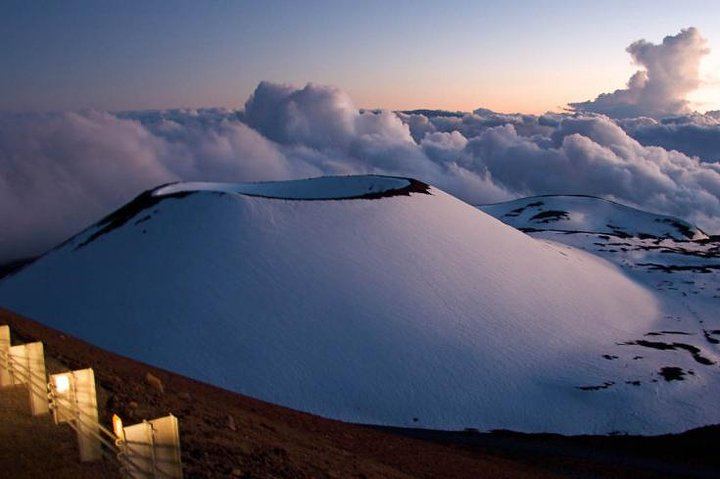 Snow filled craters at the summit of Maunakea