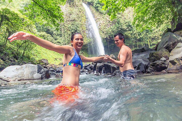 Swimming on the waterfall