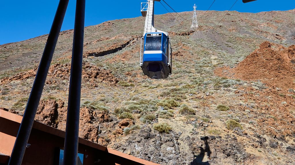 The cable car station building in Teide National Park on Tenerife, with the volcanic slopes behind it