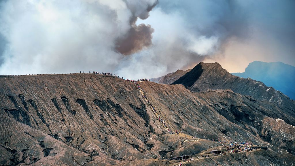 Mount Bromo and the cones of the Tengger caldera in East Java, Indonesia