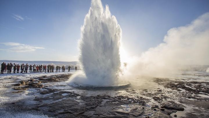 The wonderful Geysir on a sunny day