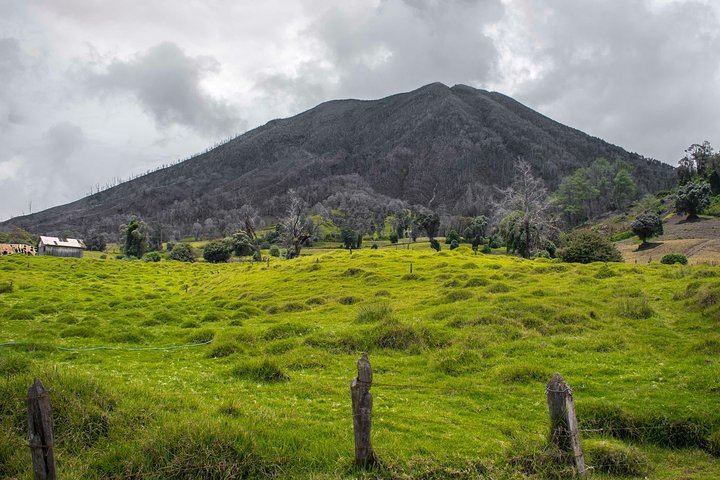 Turrialba Volcano "burnout skirts" and green pastures