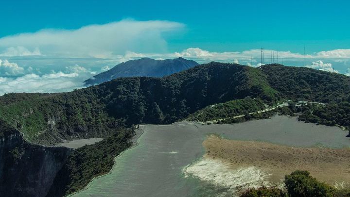View from Irazú lookout, 3 craters and Turrialba Volcano at the background