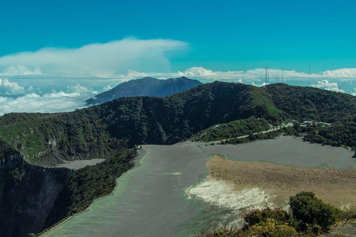 View from Irazú lookout, 3 craters and Turrialba Volcano at the background
