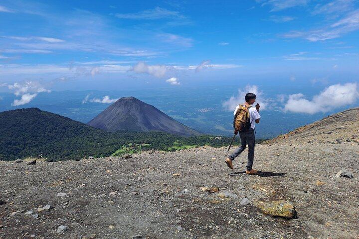 View of the Izalco volcano from the top of the Santa Ana volcano