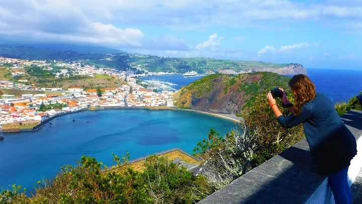 View to the city of Horta from Monte da Guia.