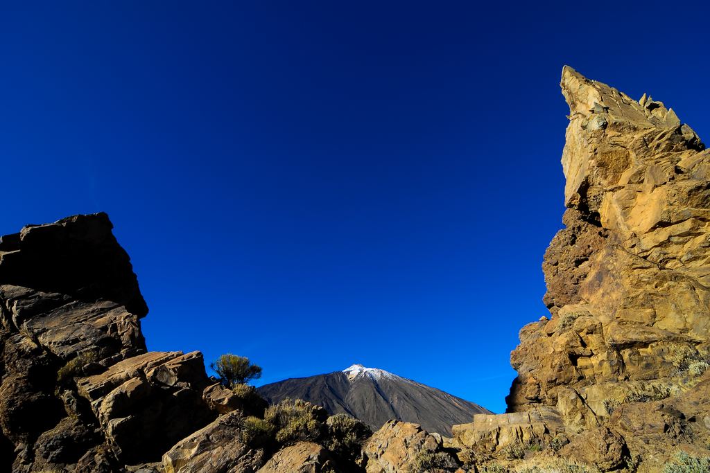 Open volcanic desert terrain crossed by tracks in Teide National Park, Tenerife, Canary Islands