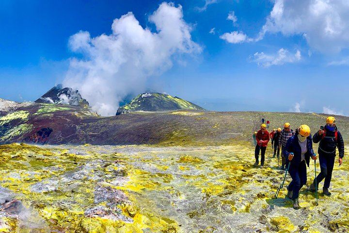 Walking over the volcanic sulfur