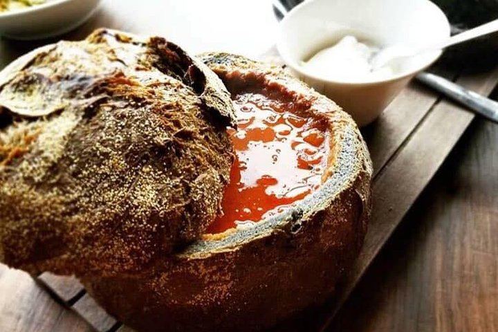 We Highly Recommend the Red-Hot Lava Soup That Is Served in a Bowl of Black Bread - Yum!