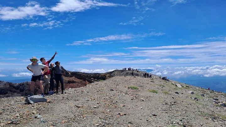 We made it! Enjoy the exhilarating feeling of reaching the summit of the majestic Santa Ana Volcano. At over 2,300 meters above sea level, Join this adventure full of energy, nature, and satisfaction.